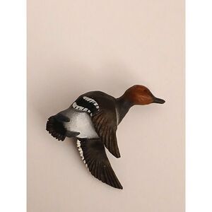 Vintage tiny hand carved wooden male Eurasian Wigeon duck 1" hand painted